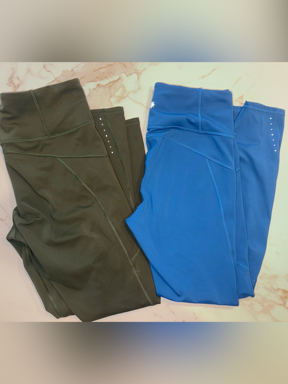 Athleta Rainier Tight Leggings Bundle | 2 Pair Olive & Blue High Rise Size M💙💚